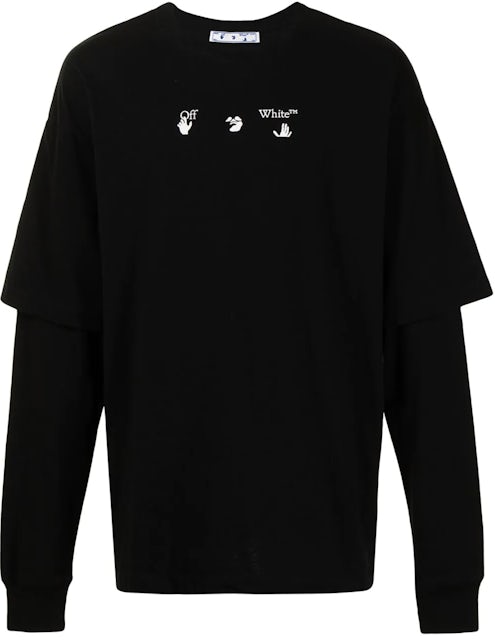 OFF-WHITE Marker Arrow Double Sleeved L/S T-shirt Black/Grey 男士